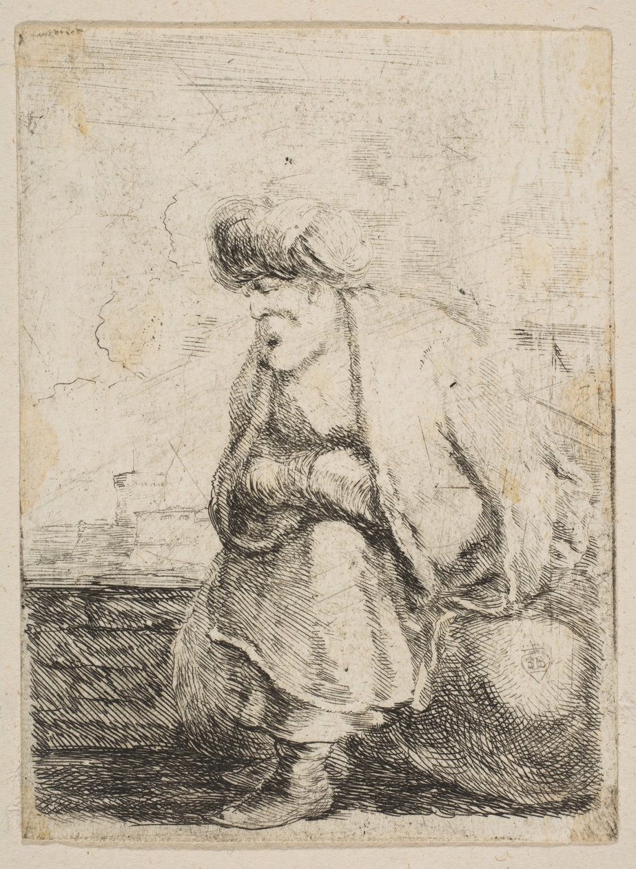 An Old Turk Seated on a Stone, ca. 1662 by Stefano della Bella