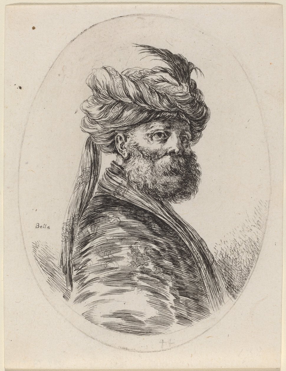 Bearded Moor in a Feathered Turban with a Veil, Turned to the Right by Stefano della Bella
