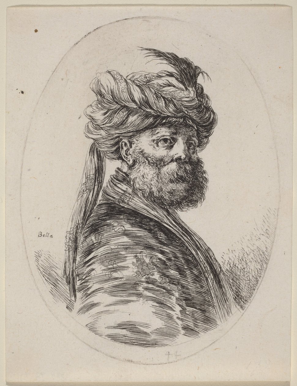 Bearded Moor in a Feathered Turban with a Veil, Turned to the Right by Stefano della Bella