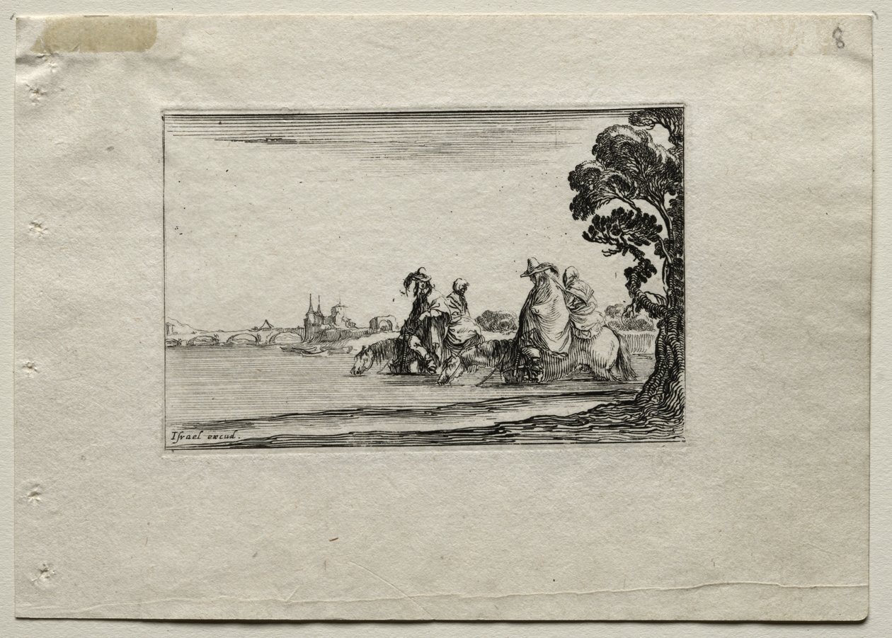 Caprices: Cavaliers Watering their Horses in a River by Stefano della Bella