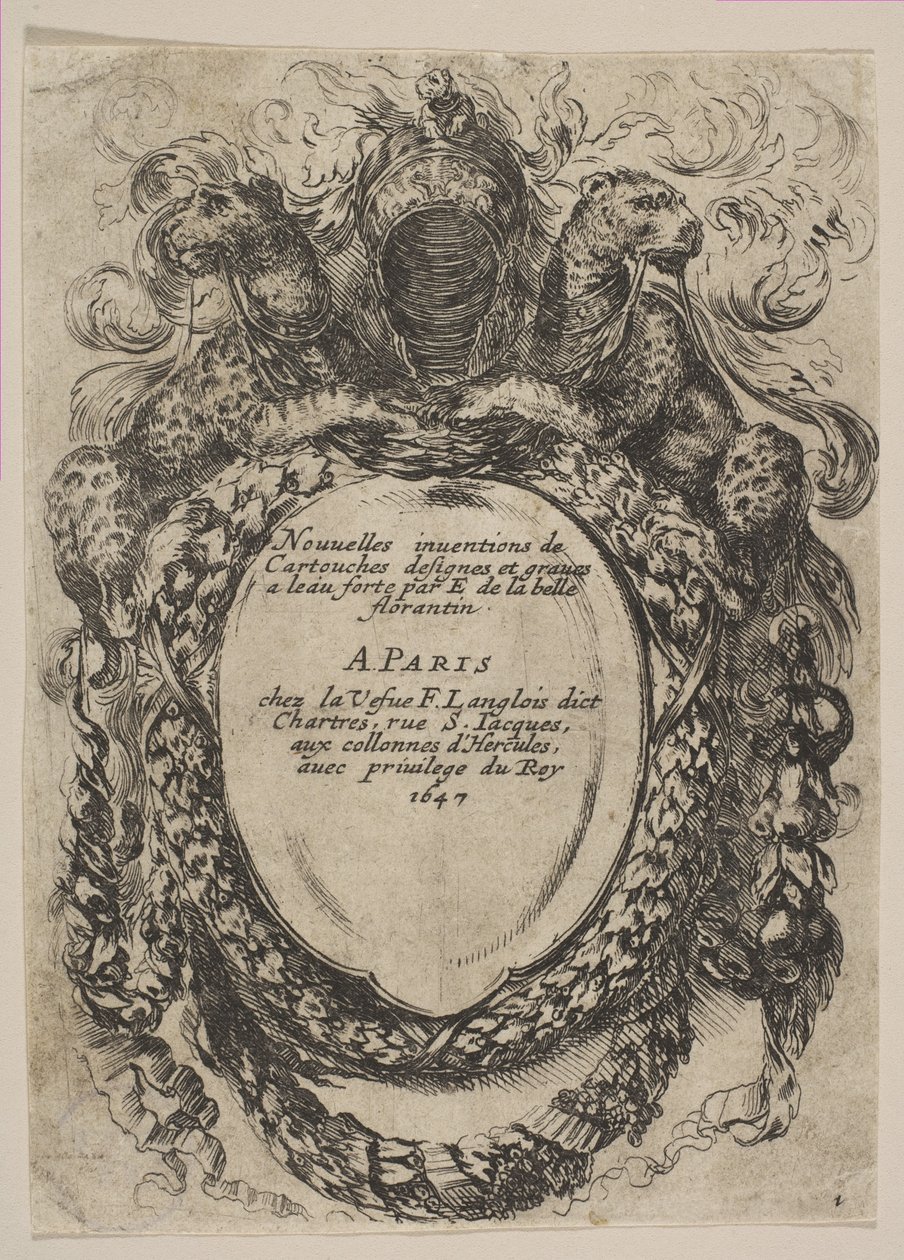 Cartouche with Title: Nouvelles inventions de Cartouches, 1647 by Stefano della Bella