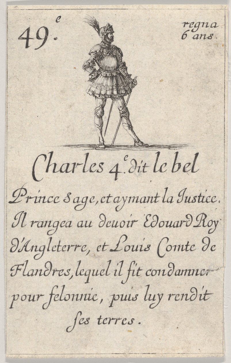 Charles IV, called the Fair, Wise Prince, from Game of the Kings of France, 1644 by Stefano della Bella