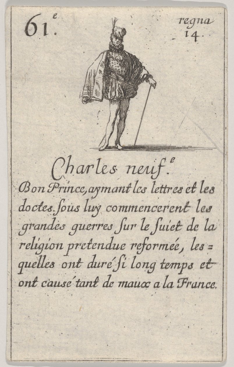 Charles IX, the Good Prince, from Game of the Kings of France, 1644 by Stefano della Bella