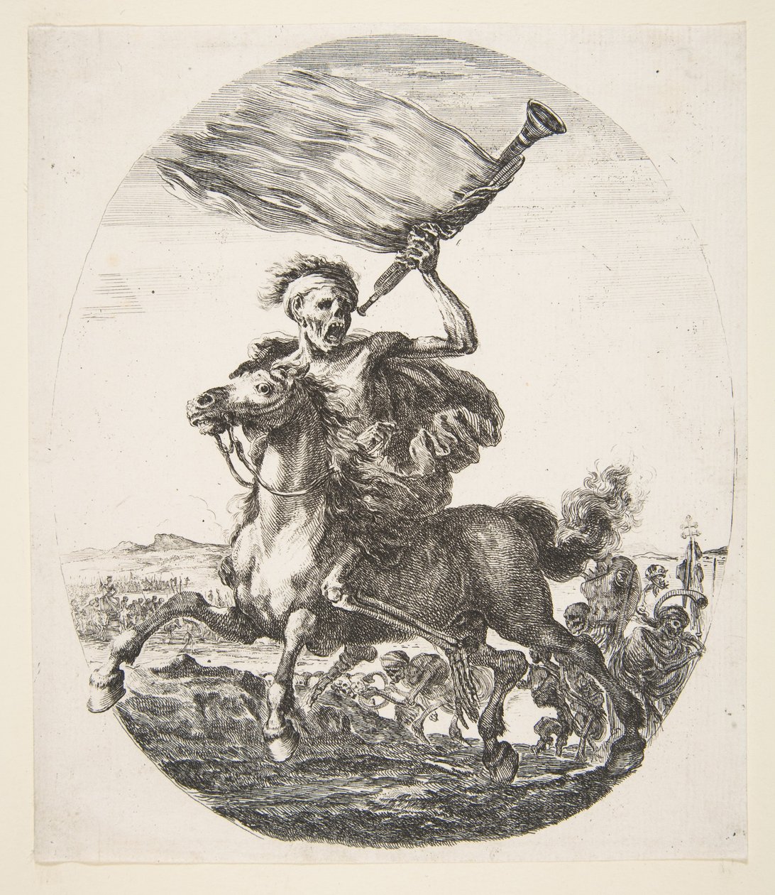 Death on Horseback Holding a Trumpet, from The Five Deaths by Stefano della Bella