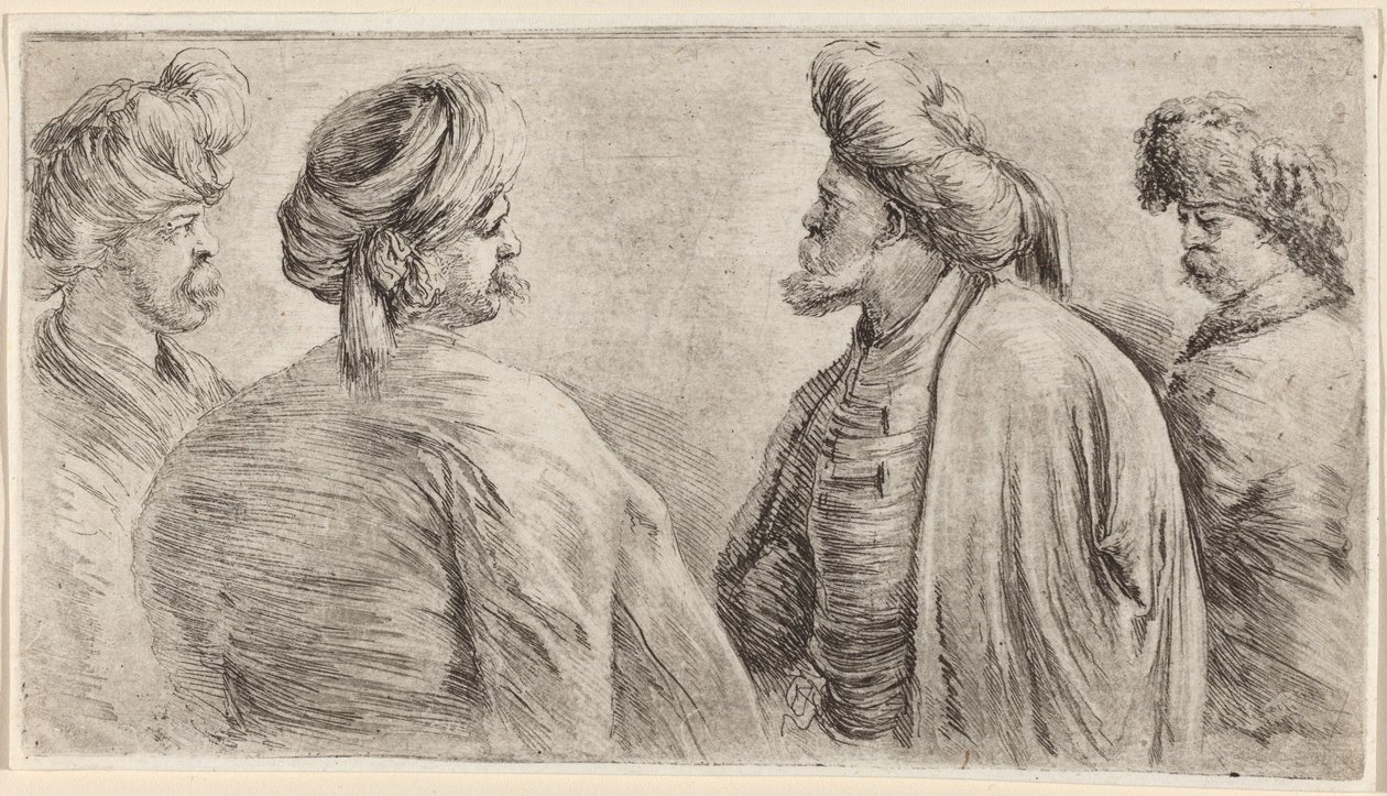 Four Turks Wearing Turbans by Stefano della Bella