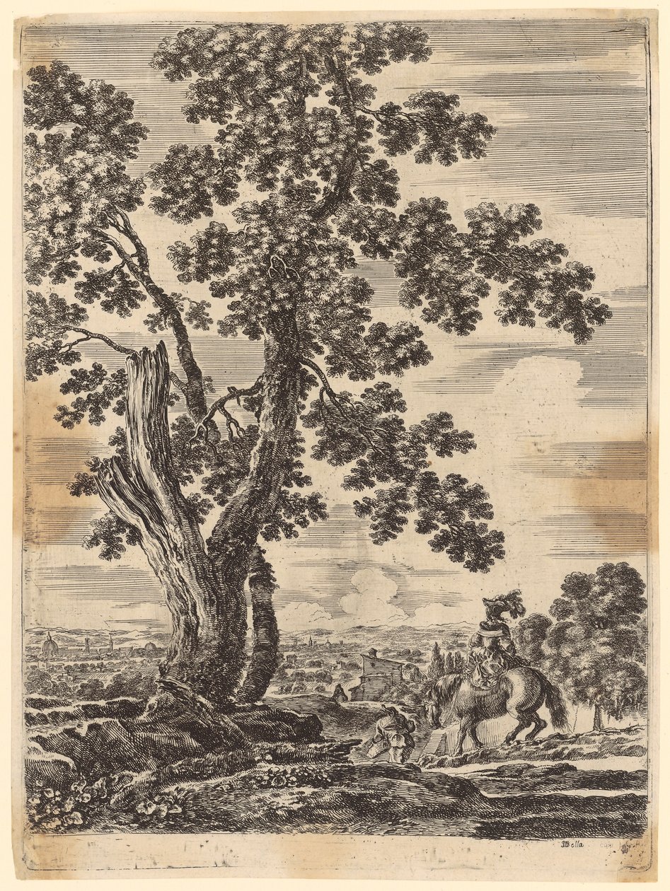Woman on Horse and Man from Behind, on the Way to Florence by Stefano della Bella