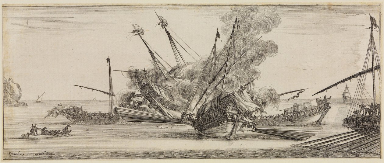 Peace and War: Naval Battle with Three Galleys Surrounding a Fourth by Stefano della Bella