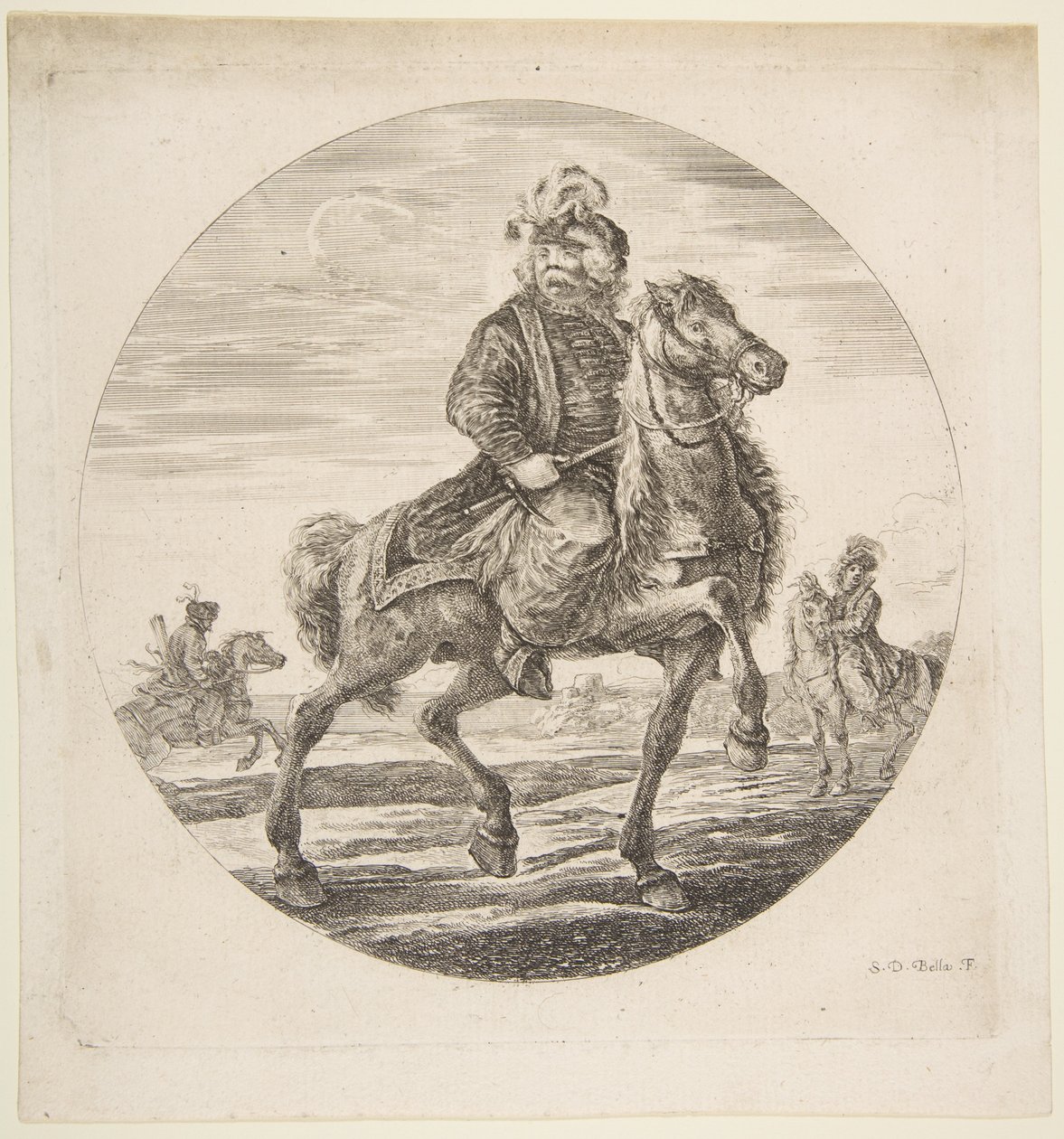 Hungarian Horseman Riding Towards the Right, Other Horsemen in the Background, ca. 1651 by Stefano della Bella