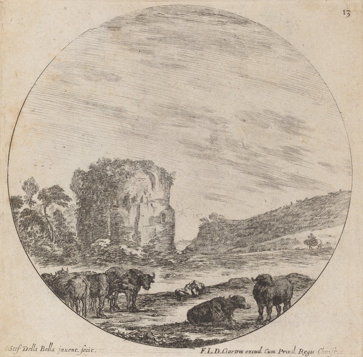 Landscape with Antique Ruins by Stefano della Bella