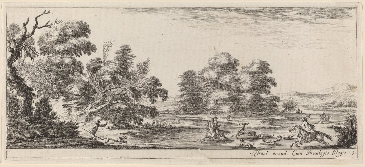 Landscape with Deer Hunt, in or before 1647 by Stefano della Bella
