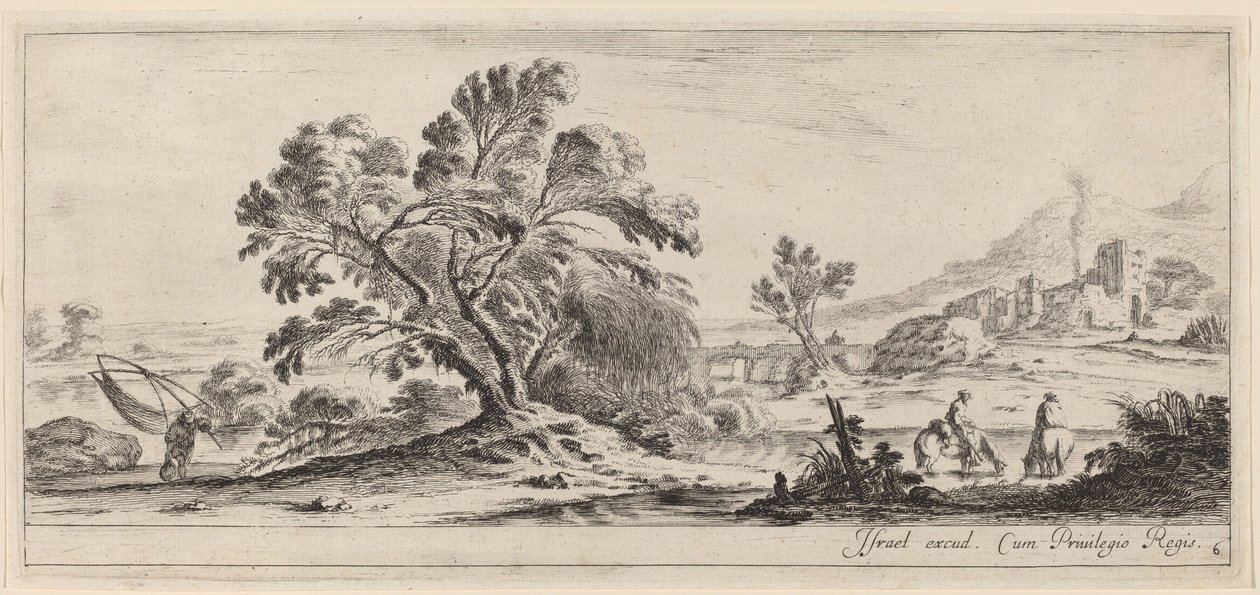 Landscape with Fisherman Carrying his Net by Stefano della Bella