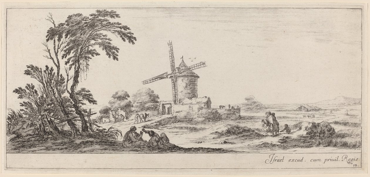 Landscape with Windmill, in or before 1647 by Stefano della Bella