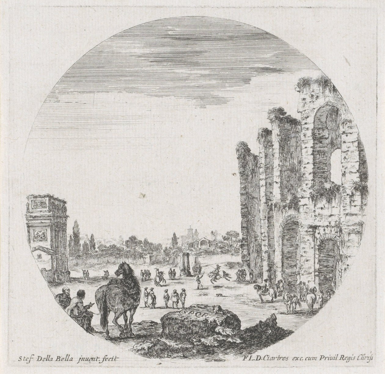 Landscape with the Colosseum and the Arch of Constantine by Stefano della Bella
