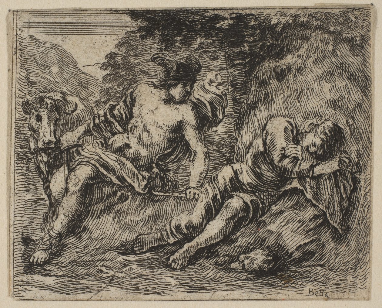 Mercury and Argus, from Game of Mythology, 1644 by Stefano della Bella
