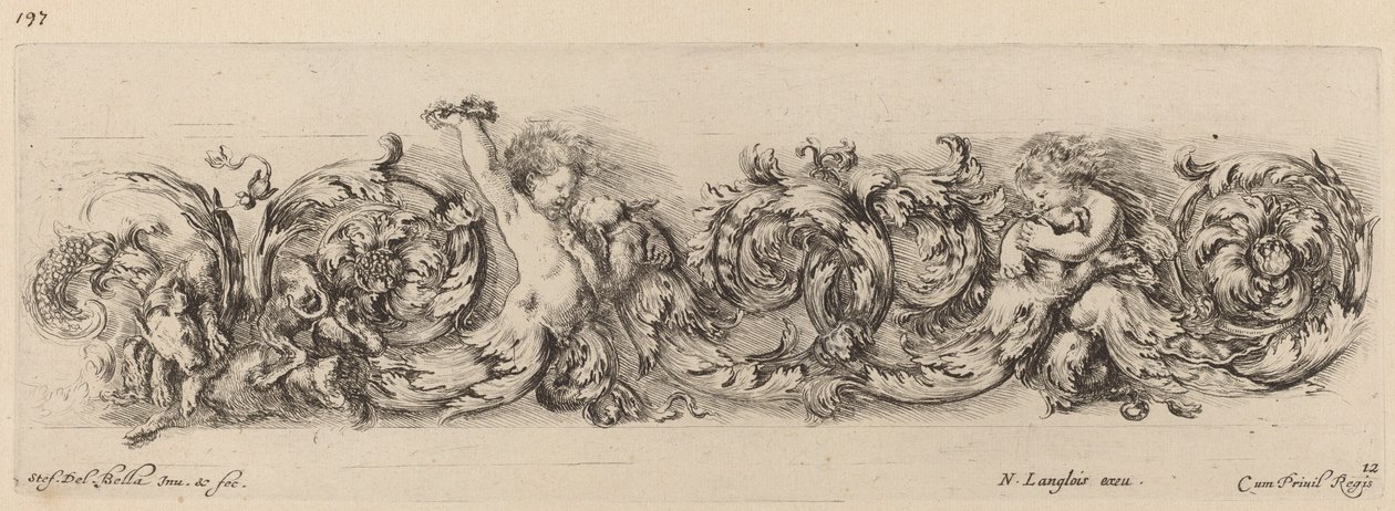 Ornamental Frieze with Children and Dogs by Stefano della Bella