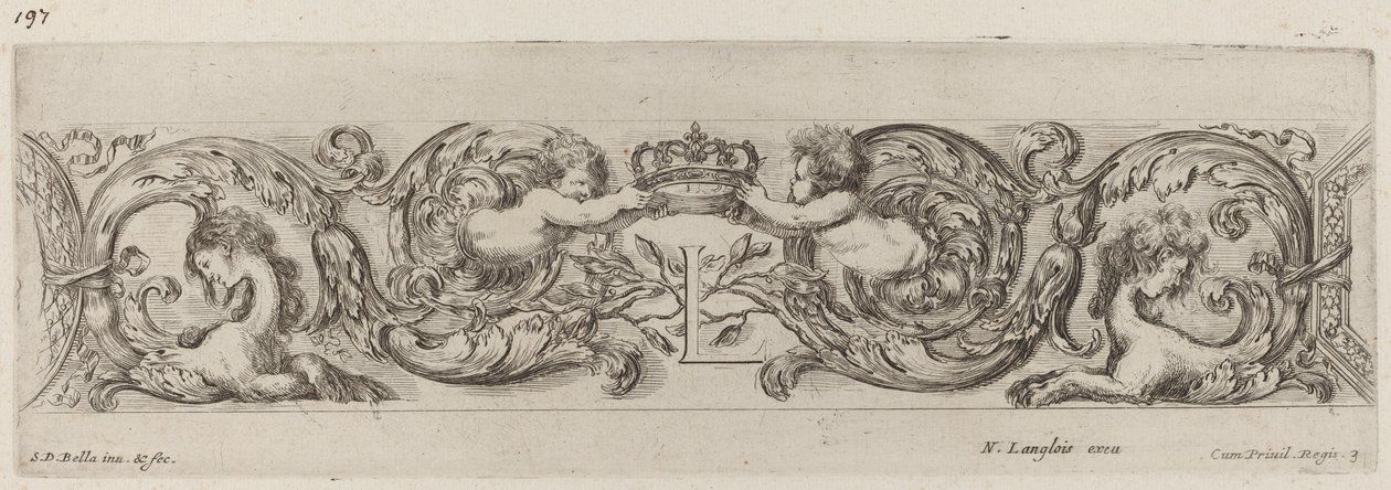 Ornamental Frieze with Letter L Louis XIV, probably 1648 by Stefano della Bella