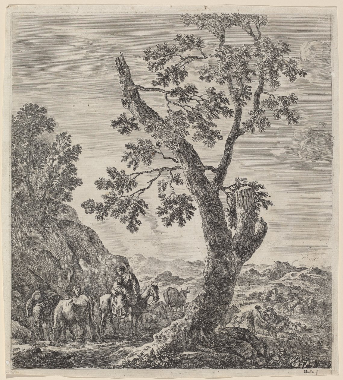 Peasant Woman on Horseback with a Child in Her Arms, 1656 by Stefano della Bella