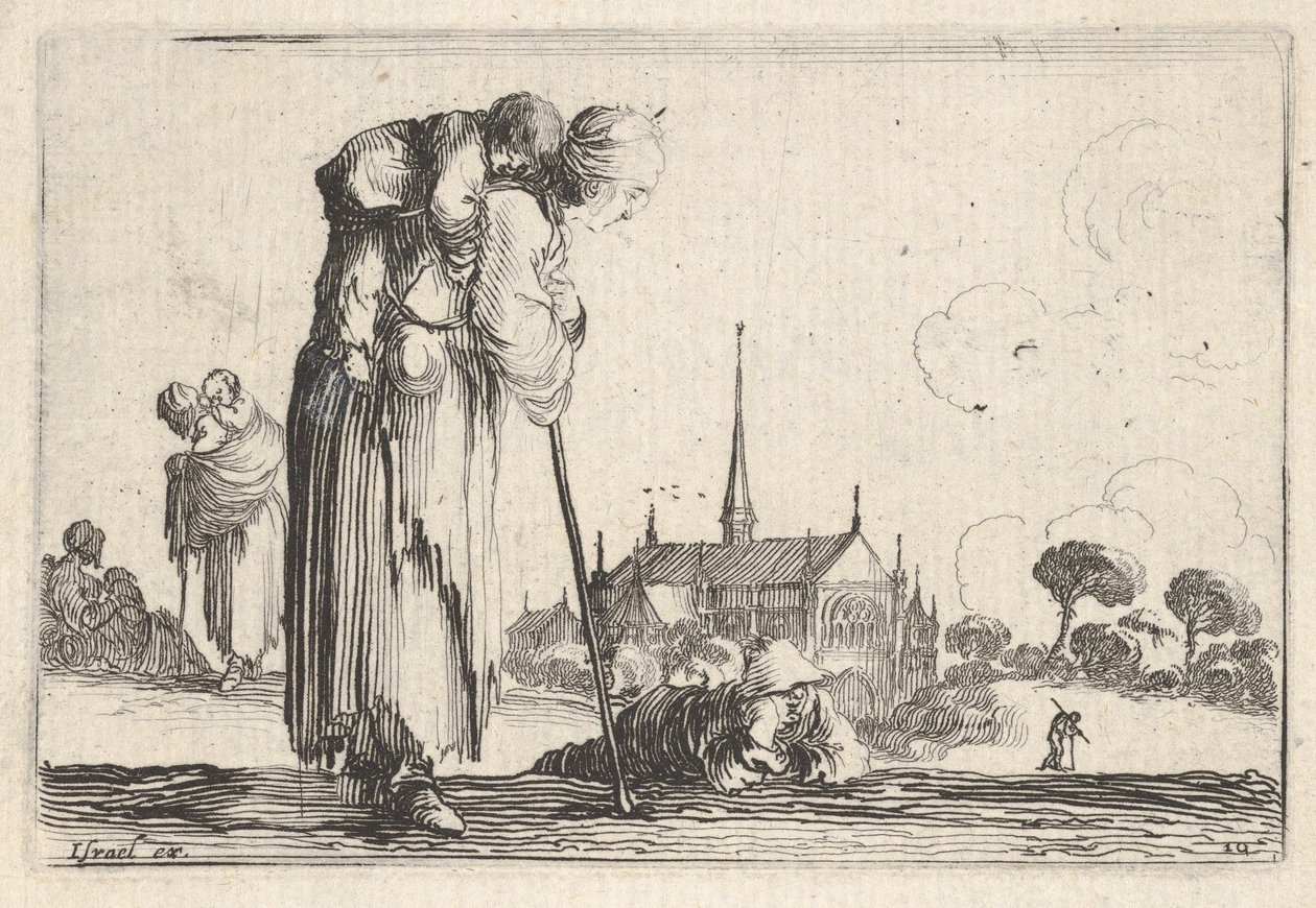 Plate 10: A Peasant Woman Turned Towards the Right with a Child on Her Back, a Boy Lying by Stefano della Bella