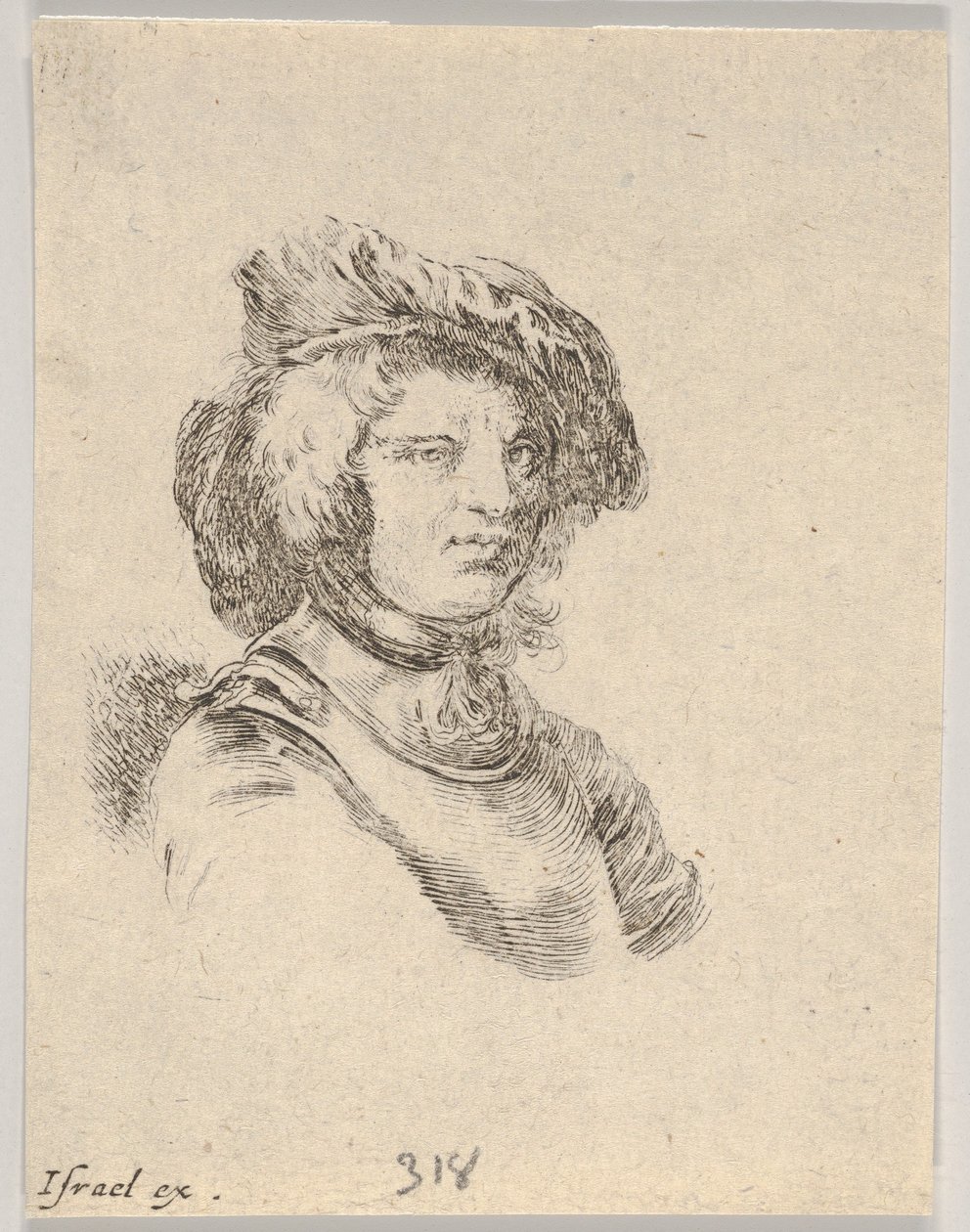 Bust of a Man Wearing a Cap and Looking Towards the Right, Plate 11 from Various Heads by Stefano della Bella