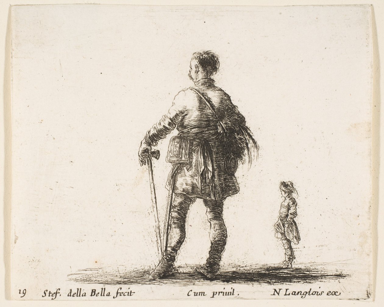 Plate 19: A Polish Nobleman in Court Dress, Standing in Center, Seen from Behind, ca. 1644-47 by Stefano della Bella