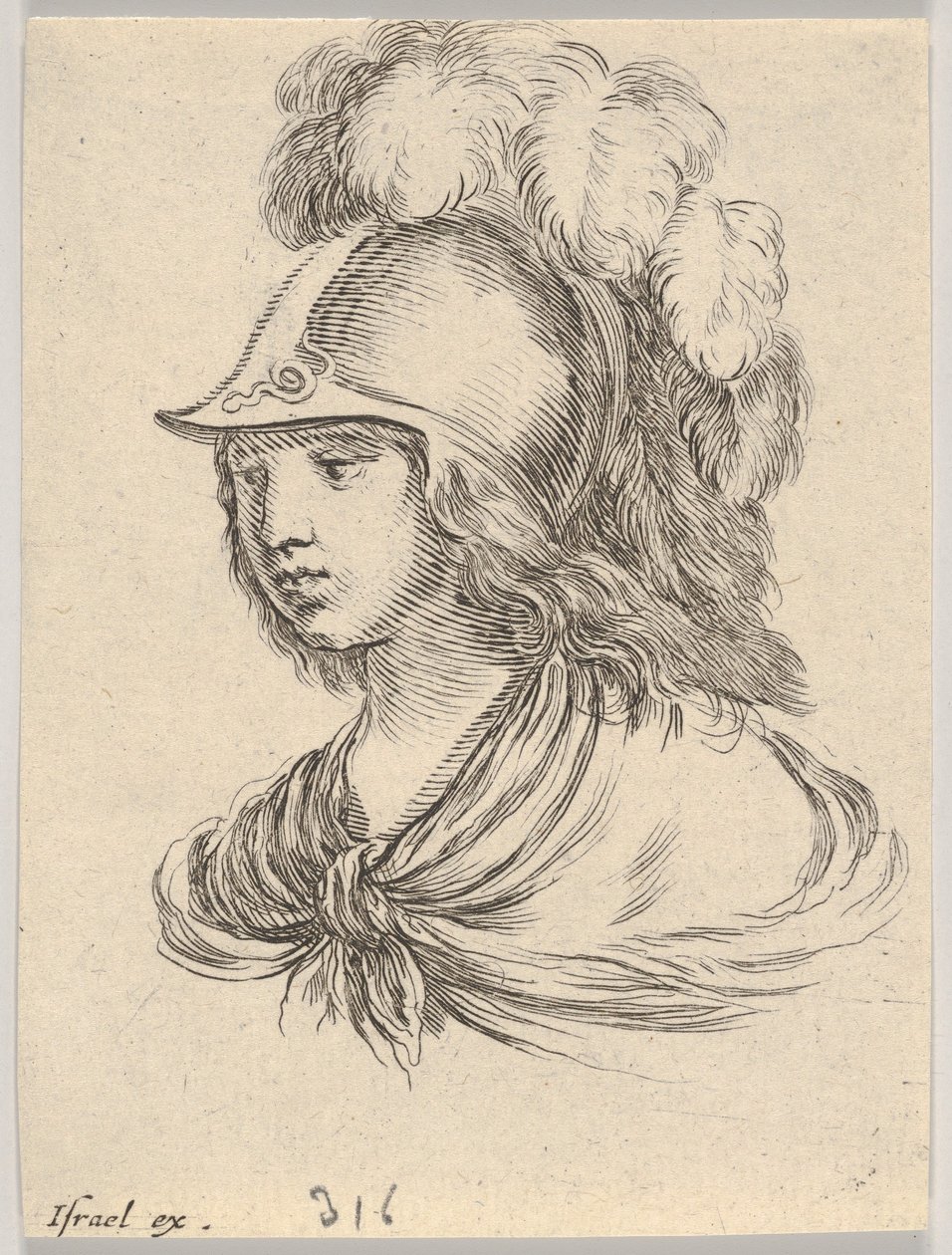Bust of Minerva, Wearing a Helmet with Feathers, Looking Towards the Left by Stefano della Bella
