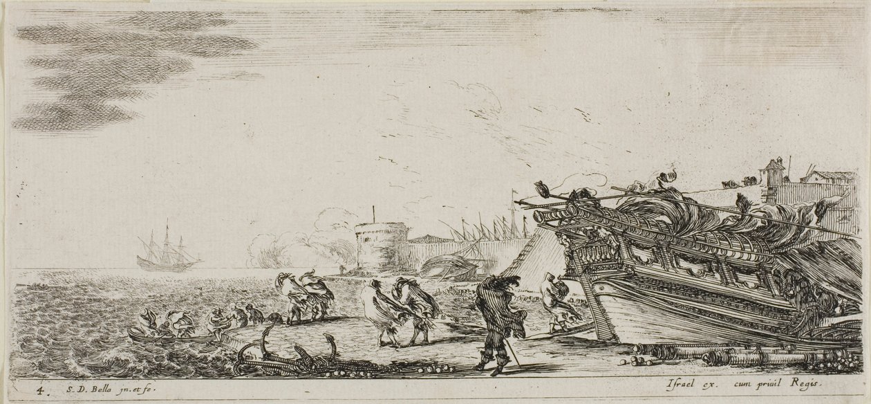 Plate Four from Various Embarkments by Stefano della Bella