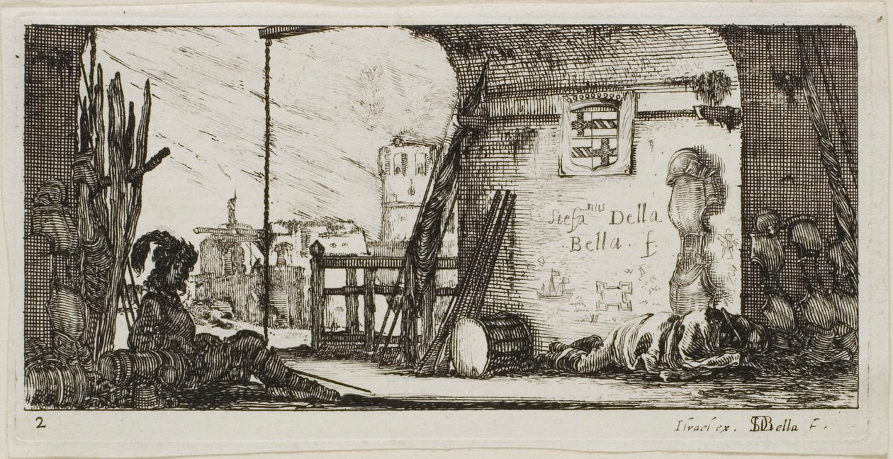 Plate Two from Drawings of Several Movements by Soldiers by Stefano della Bella