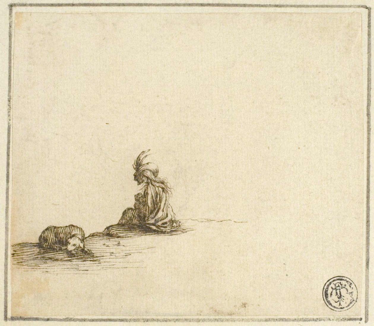 Seated Gypsy Mother and Child, with Dog by Stefano della Bella