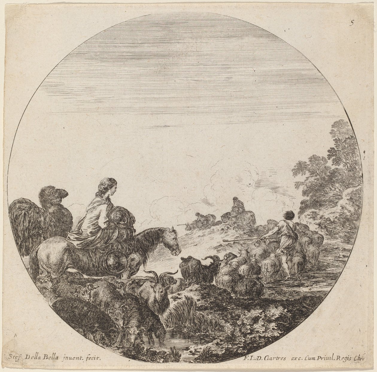 Shepherds and Flock with Woman and Camel by Stefano della Bella