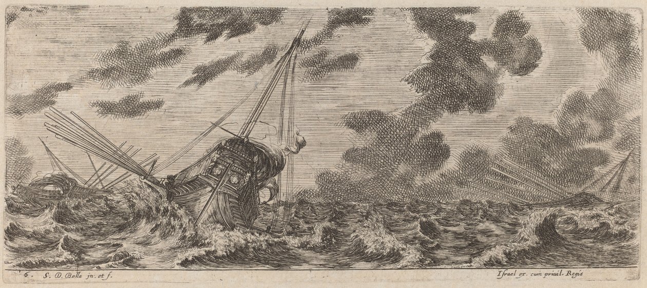 Ship in Tempest by Stefano della Bella