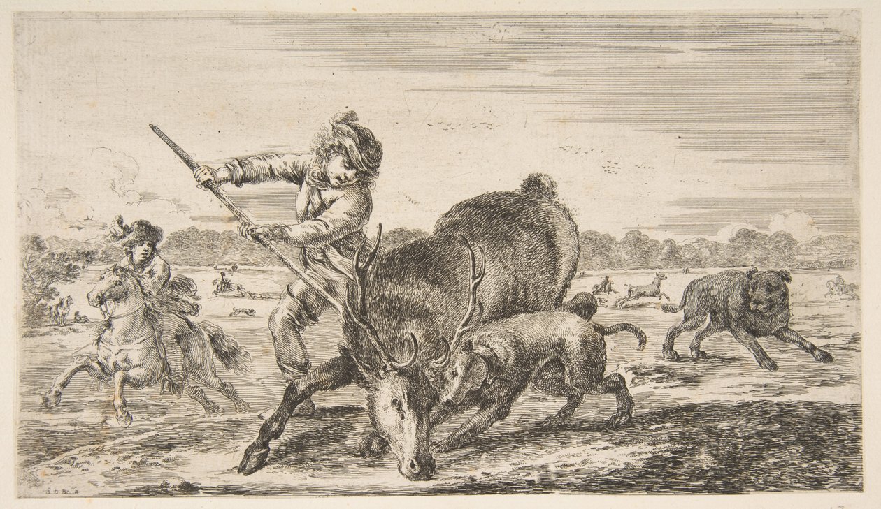Stag at Bay, from Animal Hunts by Stefano della Bella