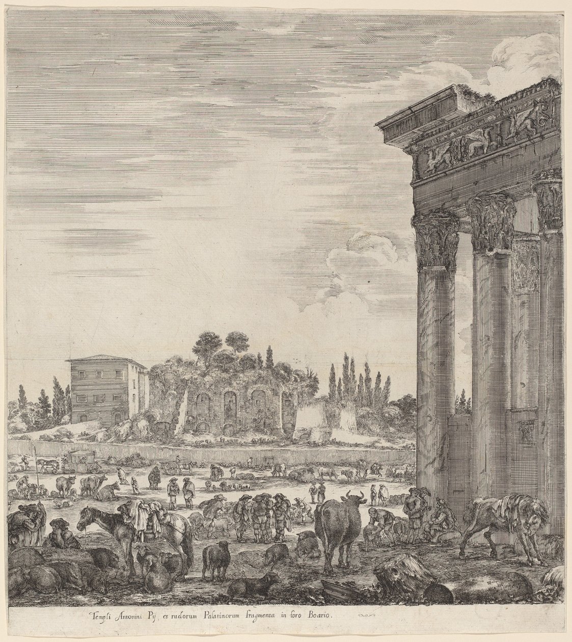 Temple of Antonius and the Campo Vaccino by Stefano della Bella