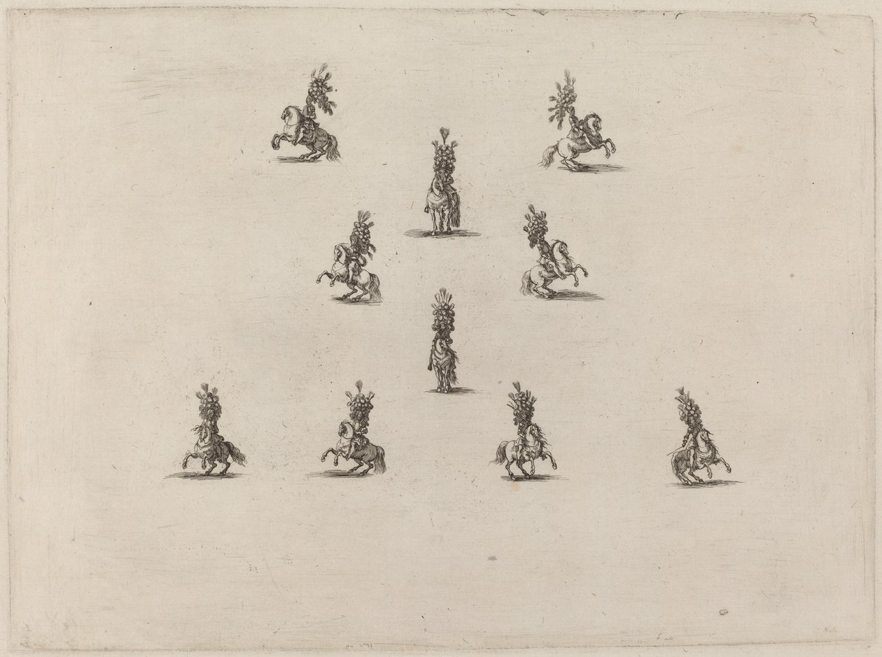 Ten Cavaliers with Large Plumed Helmets, 1652 by Stefano della Bella
