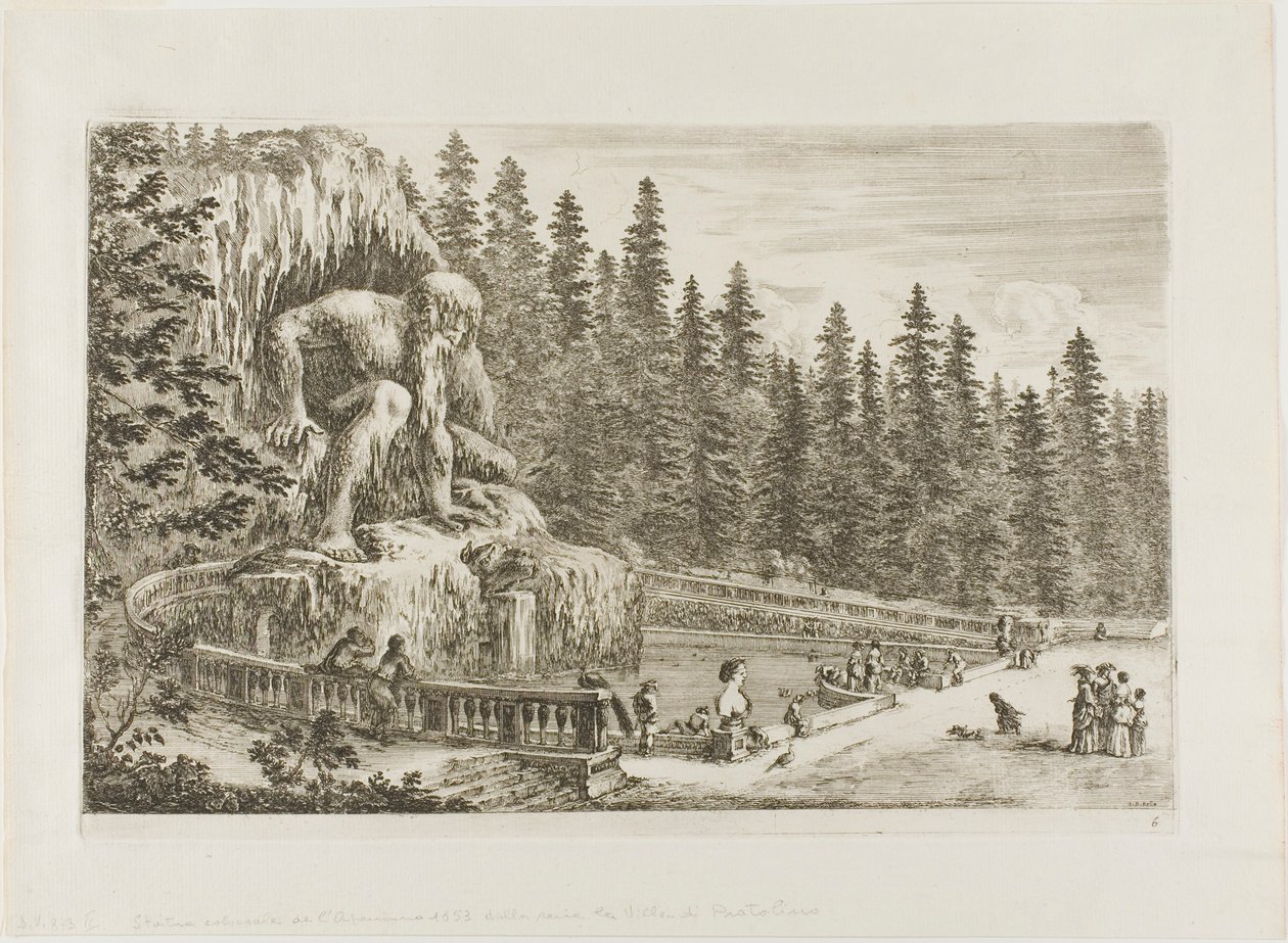 The Colossal Statue of the Apennines, from Views of Villa di Pratolino by Stefano della Bella