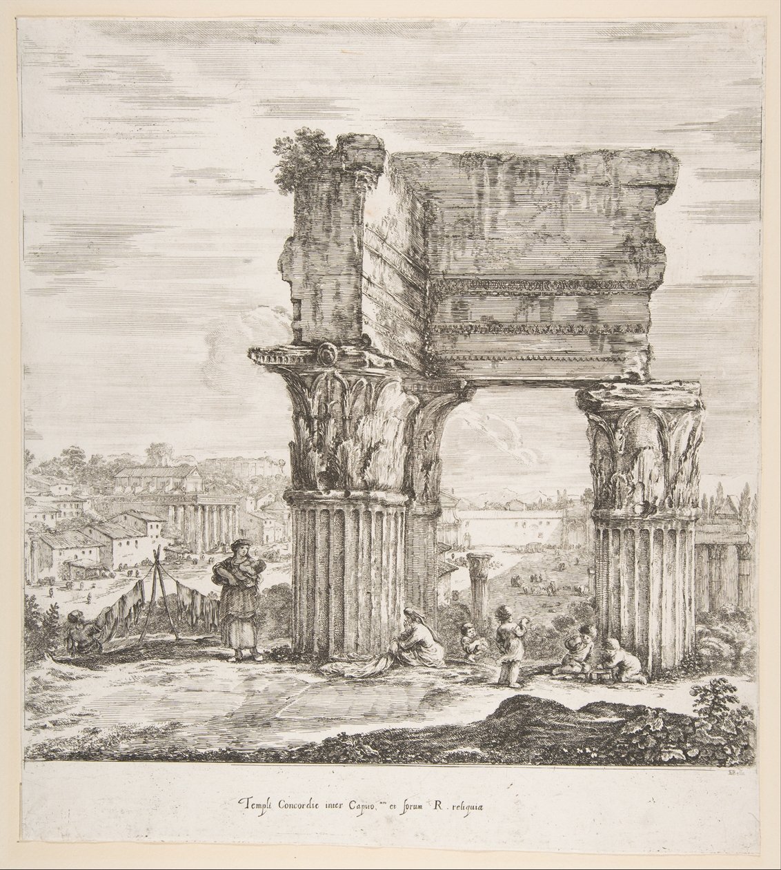 The Temple of Vespasian and the Roman Forum by Stefano della Bella