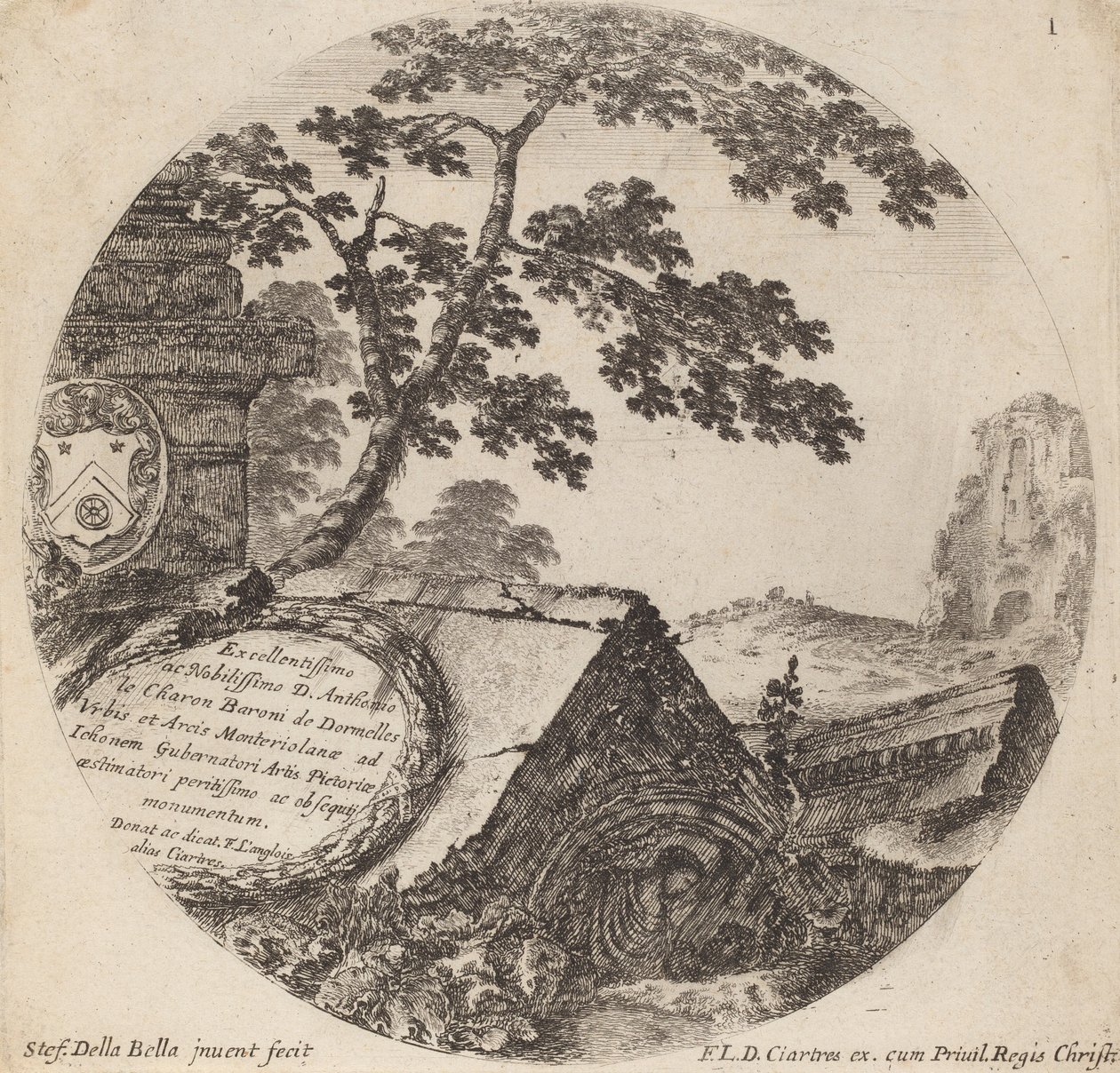 Title Page for Paysages et ruines de Rome, 1646 by Stefano della Bella