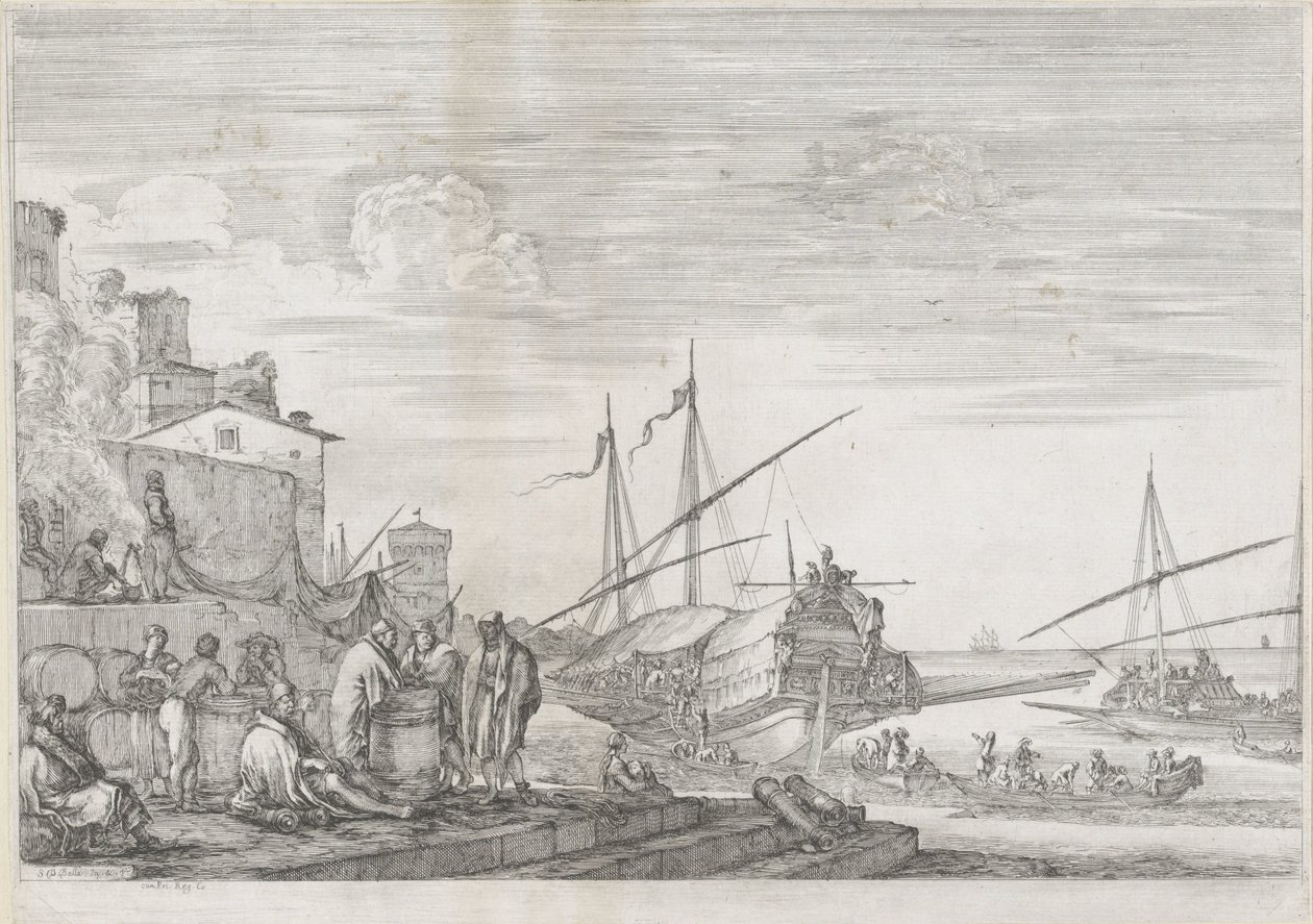 Two Galleys in the Port of Livorno (Views of the Port of Livorno) by Stefano della Bella