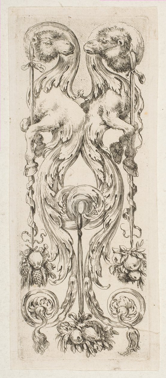 Two Facing Camel Heads with Bodies Terminating in Ornament by Stefano della Bella