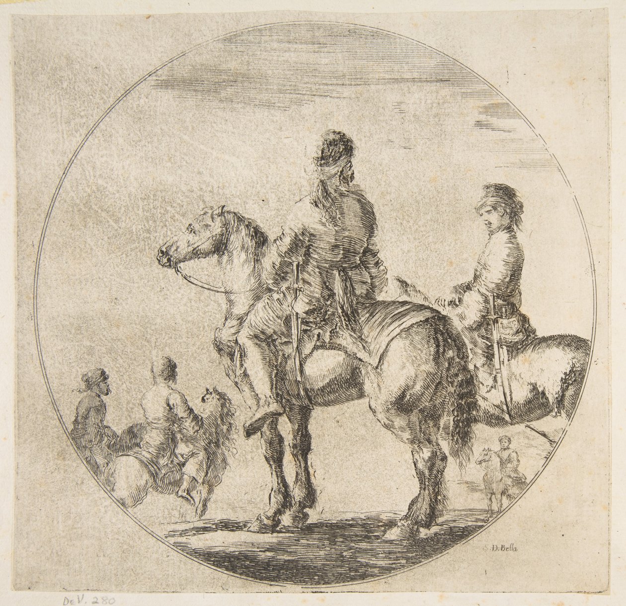 Two Polish Horsemen with Their Horses Facing Left by Stefano della Bella