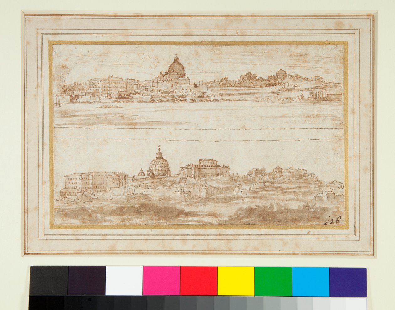 Two Views of Rome with the Vatican by Stefano della Bella