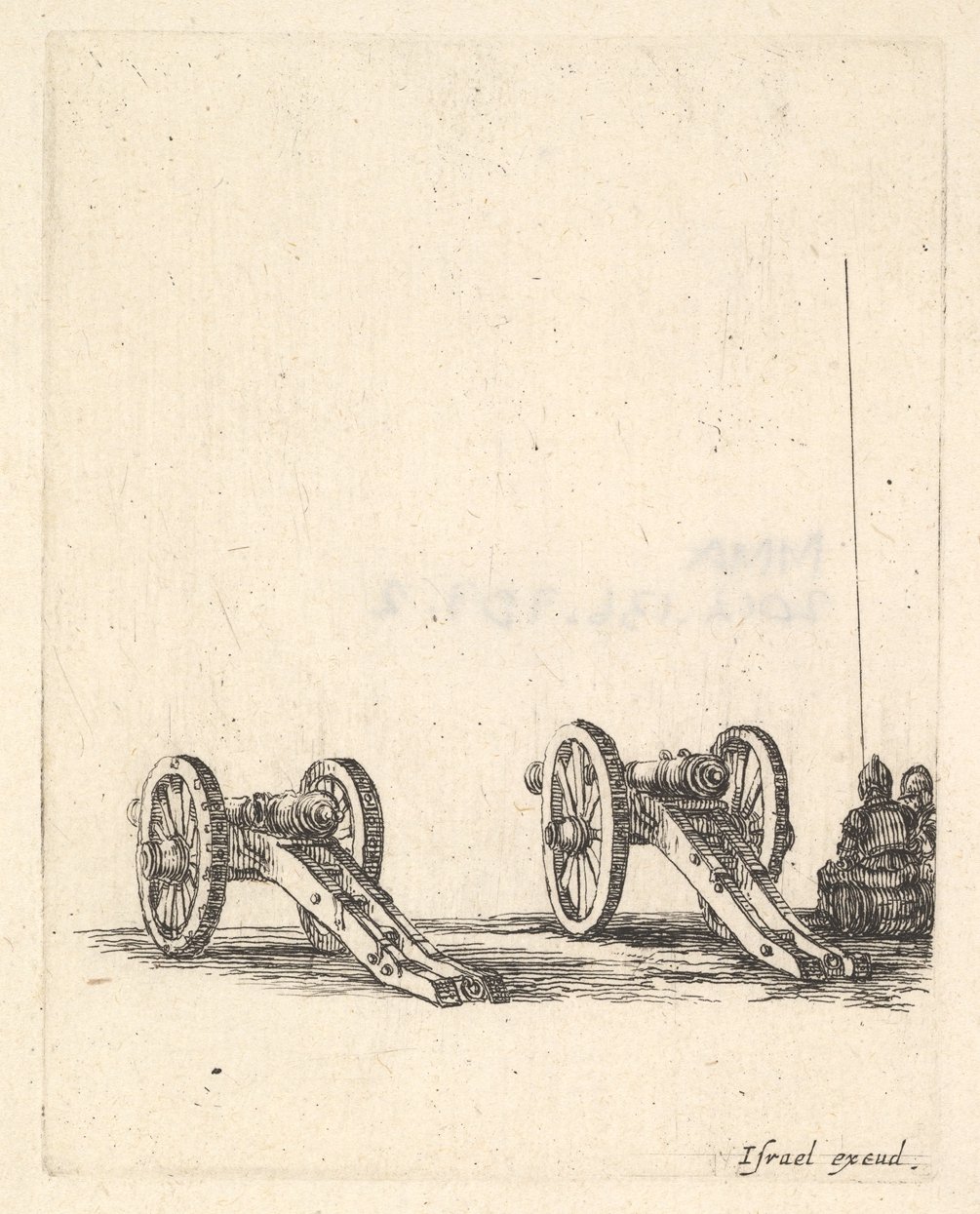 Two Cannons, Two Soldiers Seen from the Back Seated to the Right, from 