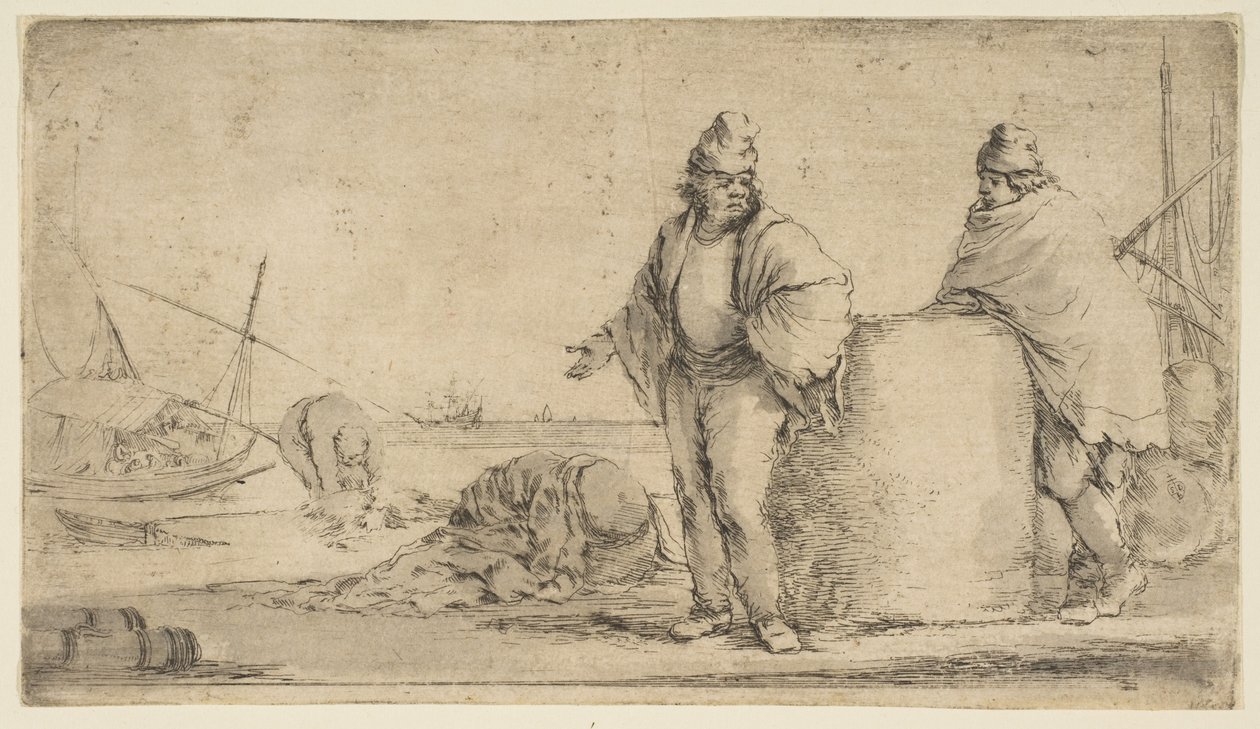 Two Sailors with a Bale of Merchandise, ca. 1662 by Stefano della Bella