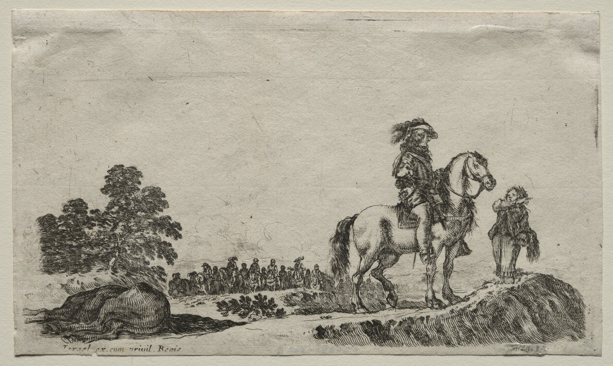 Various Figures and Landscapes: A Lost Horseman Enquiring the Way by Stefano della Bella