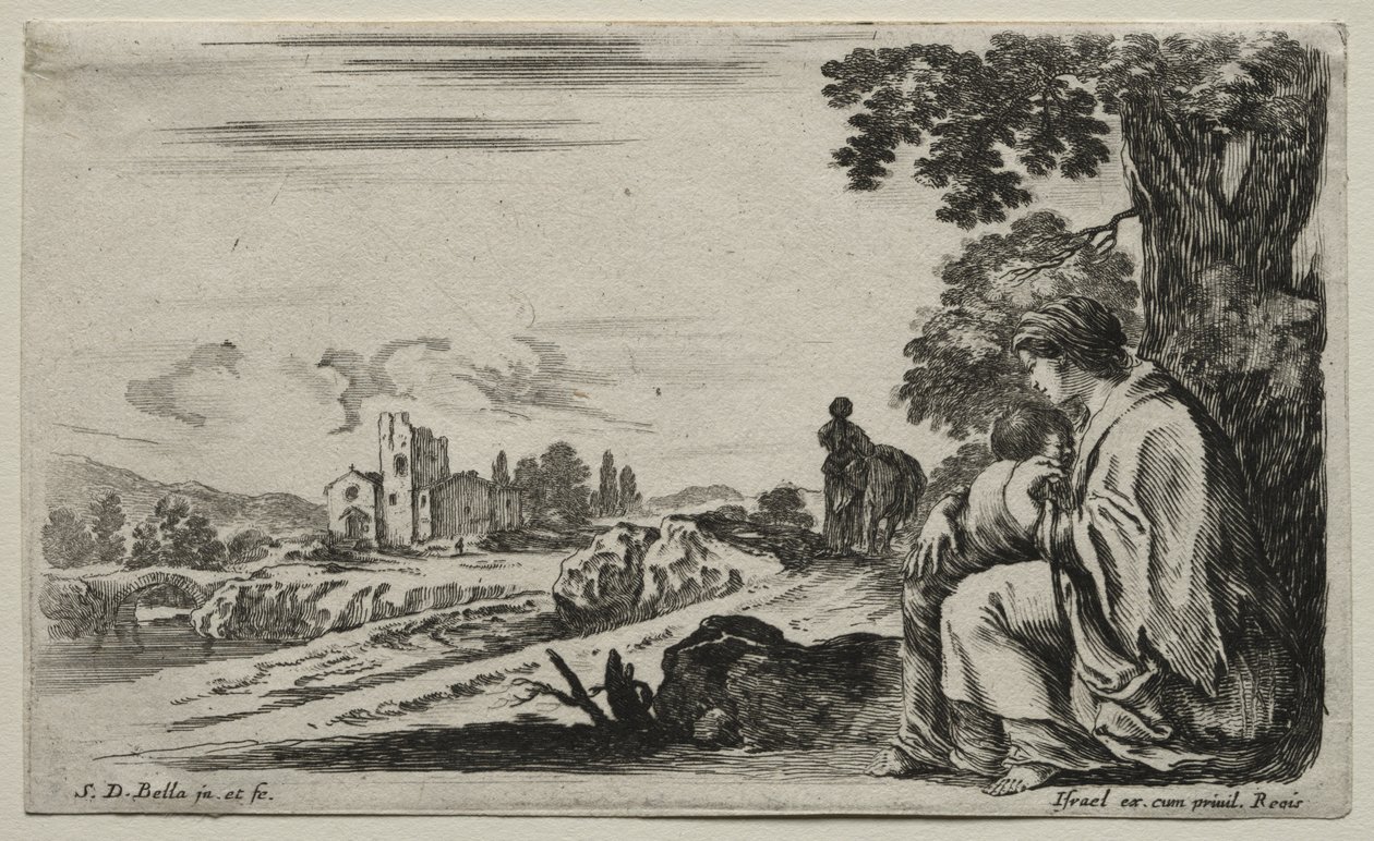 Various Figures and Landscapes: A Poor Nurse Seated under a Tree by Stefano della Bella