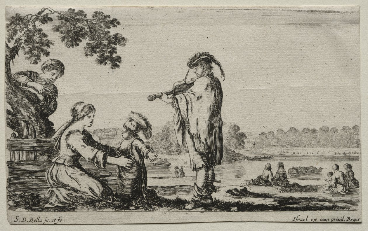Various Figures and Landscapes: A Violin Player by Stefano della Bella