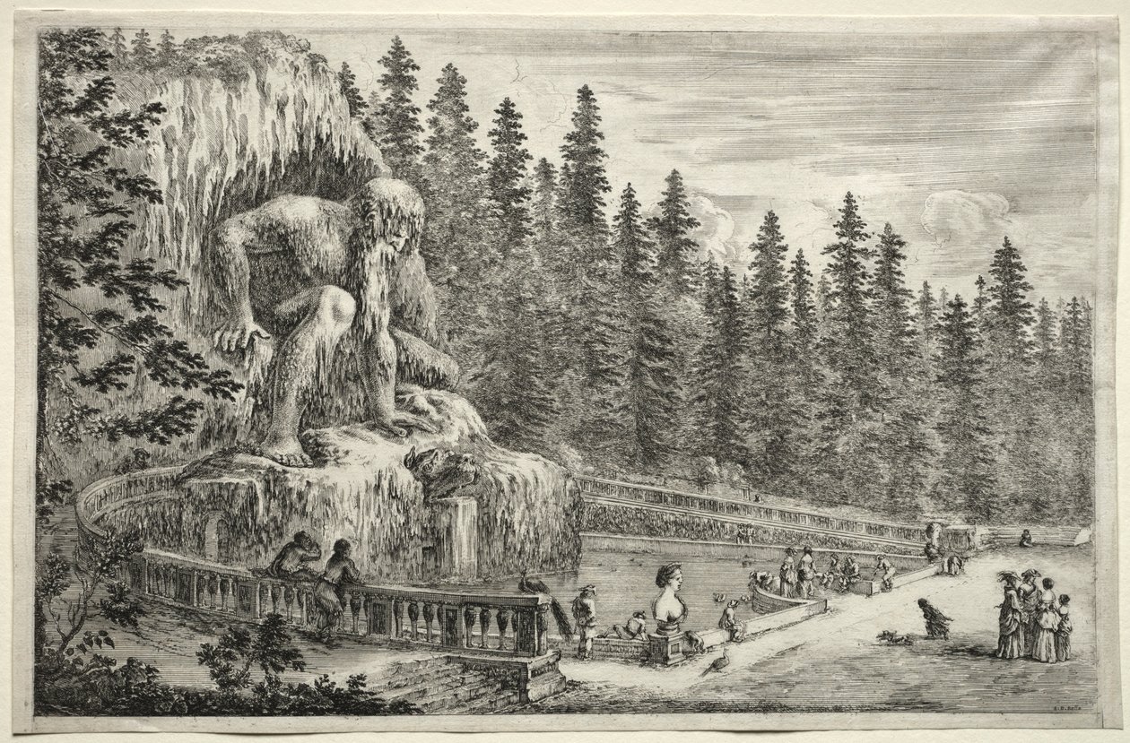 Views of the Villa of Pratolino: Colossal Statue of the Apennines by Stefano della Bella