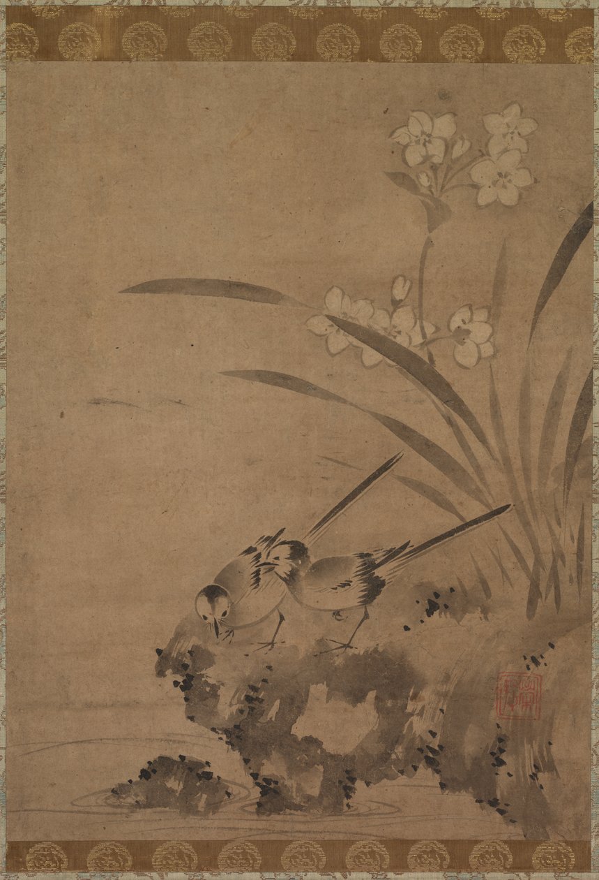 Wagtails and Narcissus by Stefano della Bella