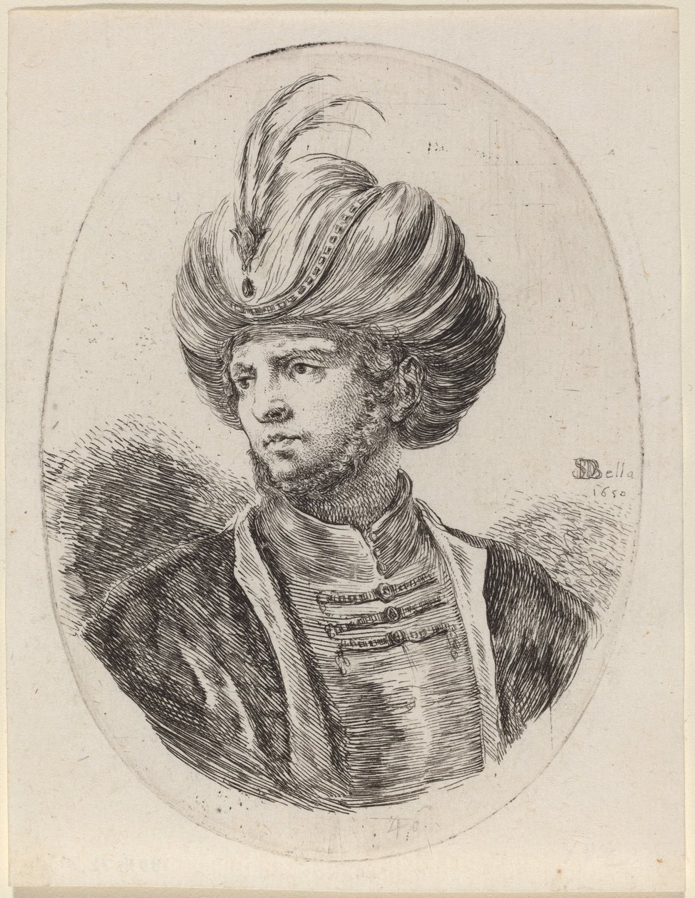 Young Moor with a Slight Beard and Feathered Turban, Turned to the Left by Stefano della Bella