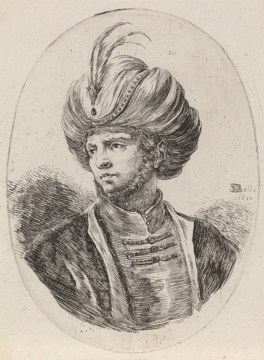 Young Moor with a Slight Beard and Feathered Turban, Turned to the Left by Stefano della Bella