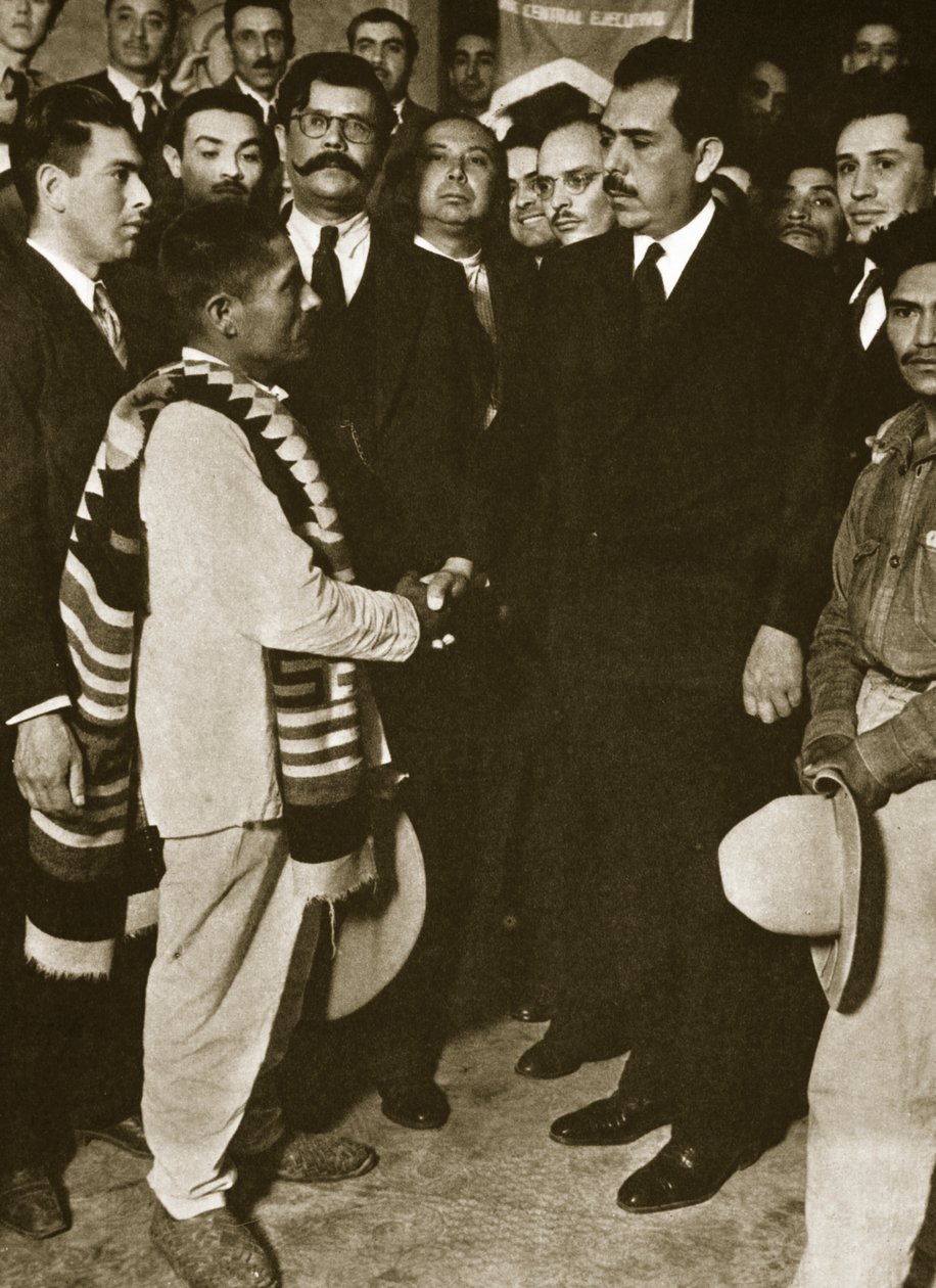 Lazaro Cardenas receiving an Indian delegation, 1930s by Steinheimer